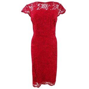 Lauren Ralph Lauren Floral Lace Cocktail Dress Red Size 10